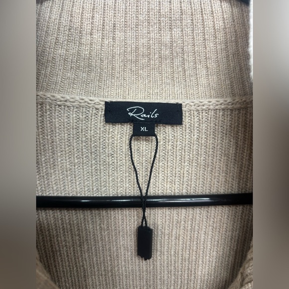 Rails Womens Tessa Beige 1/4 Zip Striped Ribbed Pullover Sweater Top NEW XL - Picture 7 of 12